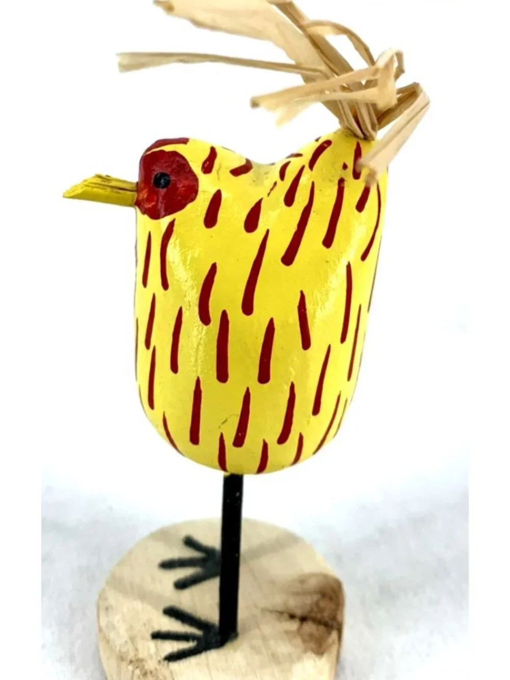 Edith John Navajo Folk Art Yellow Red Chicken Carved Wooden Hand Painted 3.5